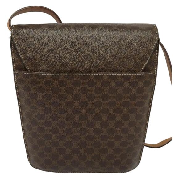 CELINE Macadam Canvas Shoulder Bag Pvc Leather Brown Gold - Picture 3 of 12